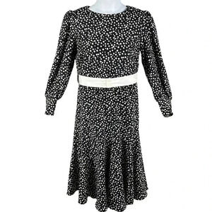 VTG L Rothschild San Francisco Womens L Blouson Dress Ruffle Hem Pearl Buttons